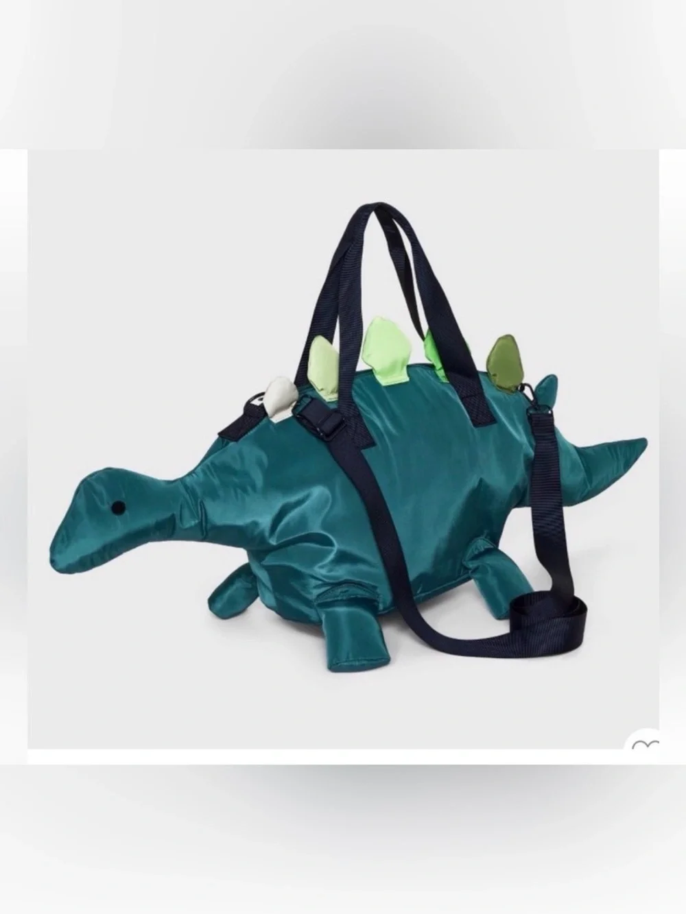 Cat & Jack Green Dinosaur Tote Bag Small Polyester Zip Shoulder Strap